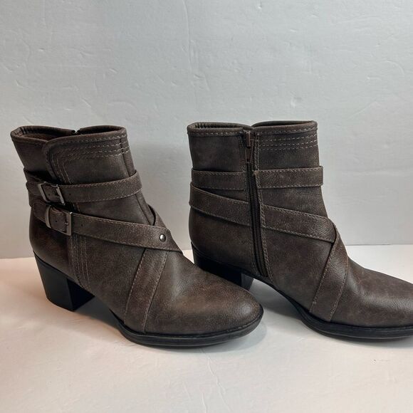 Natural Soul Zela Patent Pending Women’s Ankle Boots Warm Brown Gray Tones. SZ 7 - Picture 1 of 16